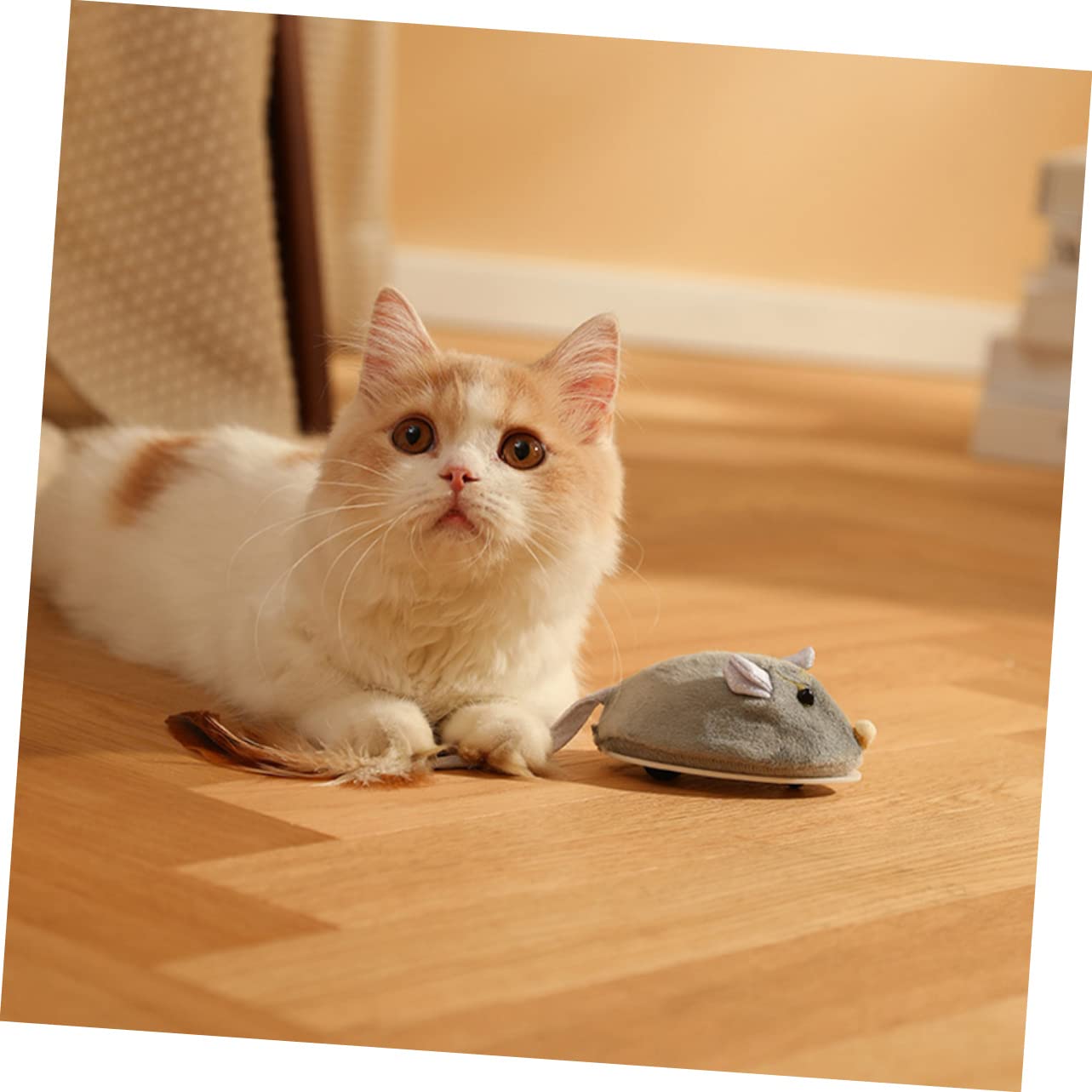 VANZACK 4pièces Souris Électrique Rechargeable pour Chat avec Queue Plumes Jouet Interactif Intérieur pour Les Instincts De Chasse Et Garder Les Chats Actifs