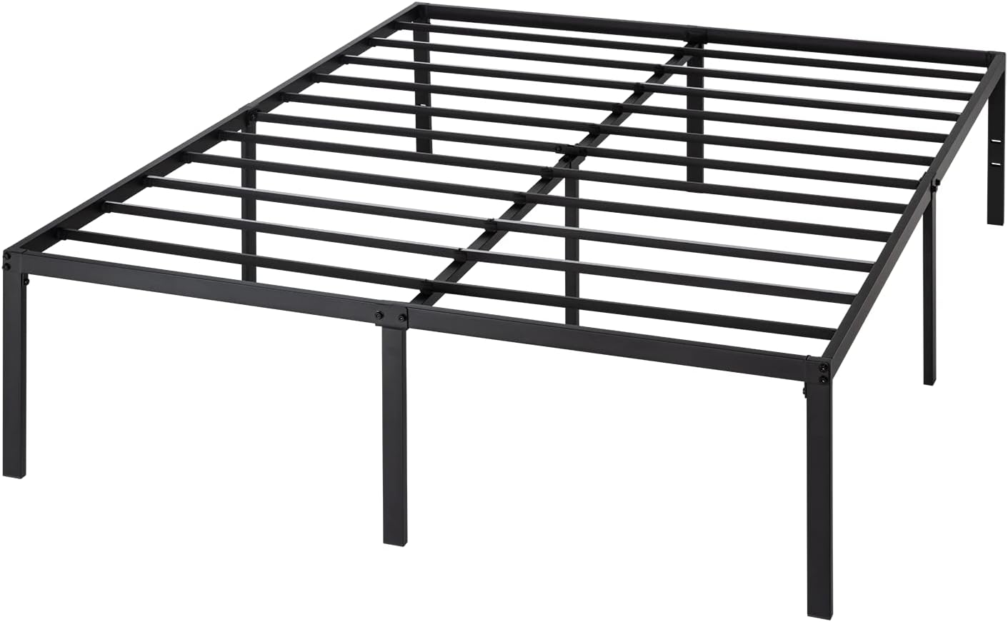 18 Inch Metal Platform Bed Frame, Heavy Duty Steel Slat Mattress Foundation/Headboard Compatible/No Box Spring Needed/Easy Assembly (Queen)