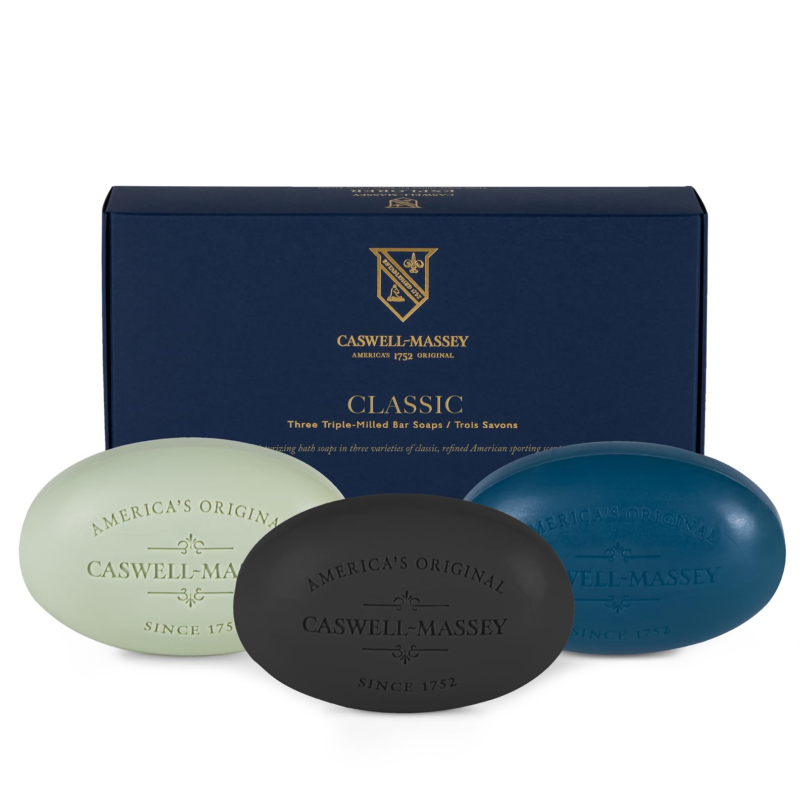 Caswell-Massey Men’s Bar Soap Gift Set – Newport, Oaire & Greenbriar – Moisturizing Triple-Milled Body Wash Bars for All Skin Types, Plant-Based &