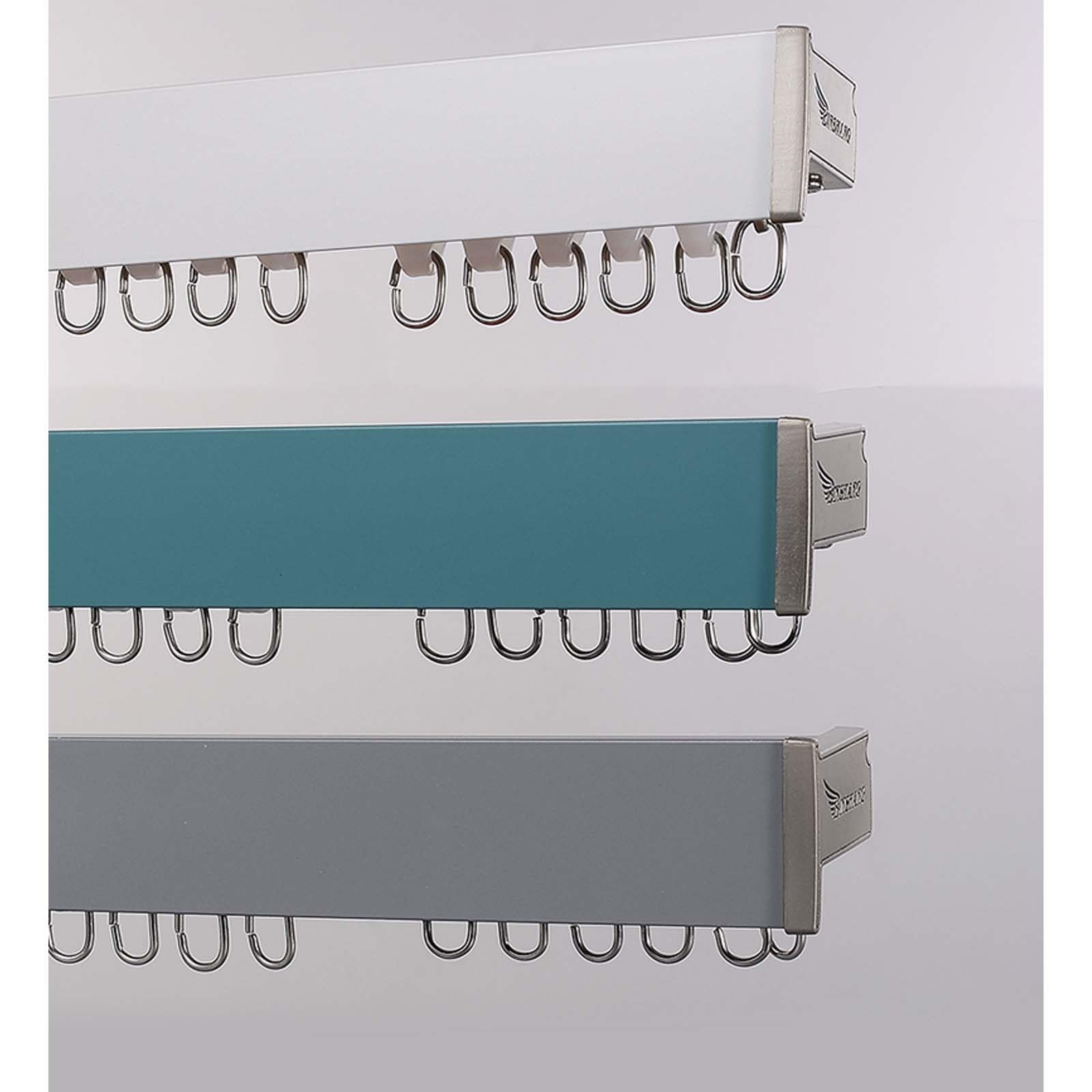 e rideau, rail de rideau droit en aluminium gris vert, butée de rechange de rail de rideau de montage au plafond, système de rail de rideau robuste pour panneaux de rideau de salon (couleur (vert 1 m)