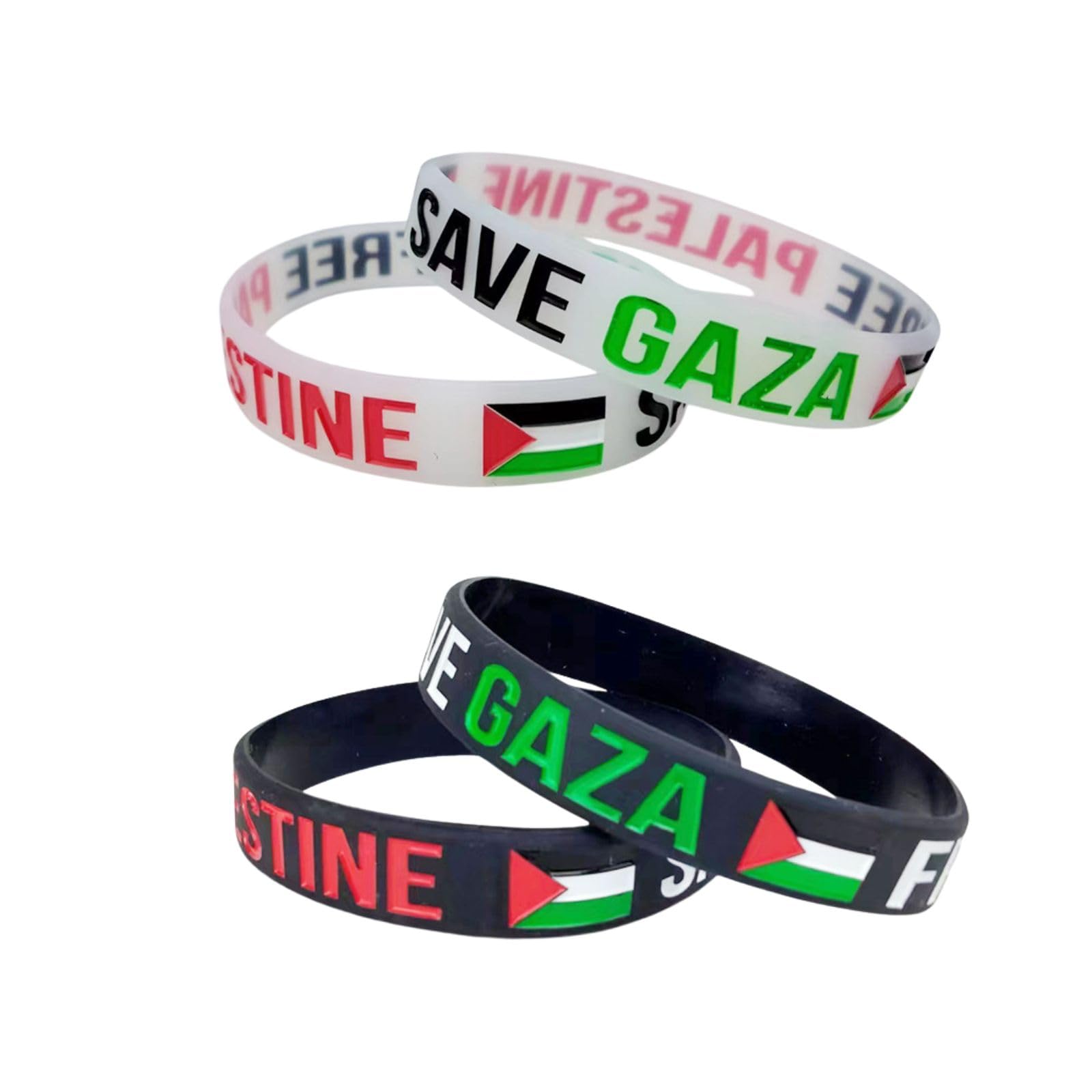 Fuqimanman2020 4pcs Free Palestine Bracelet for Women Men Silicone Free Palestine Sports Wristbands Waterproof Save Gaza Palestine Flag Bracelets