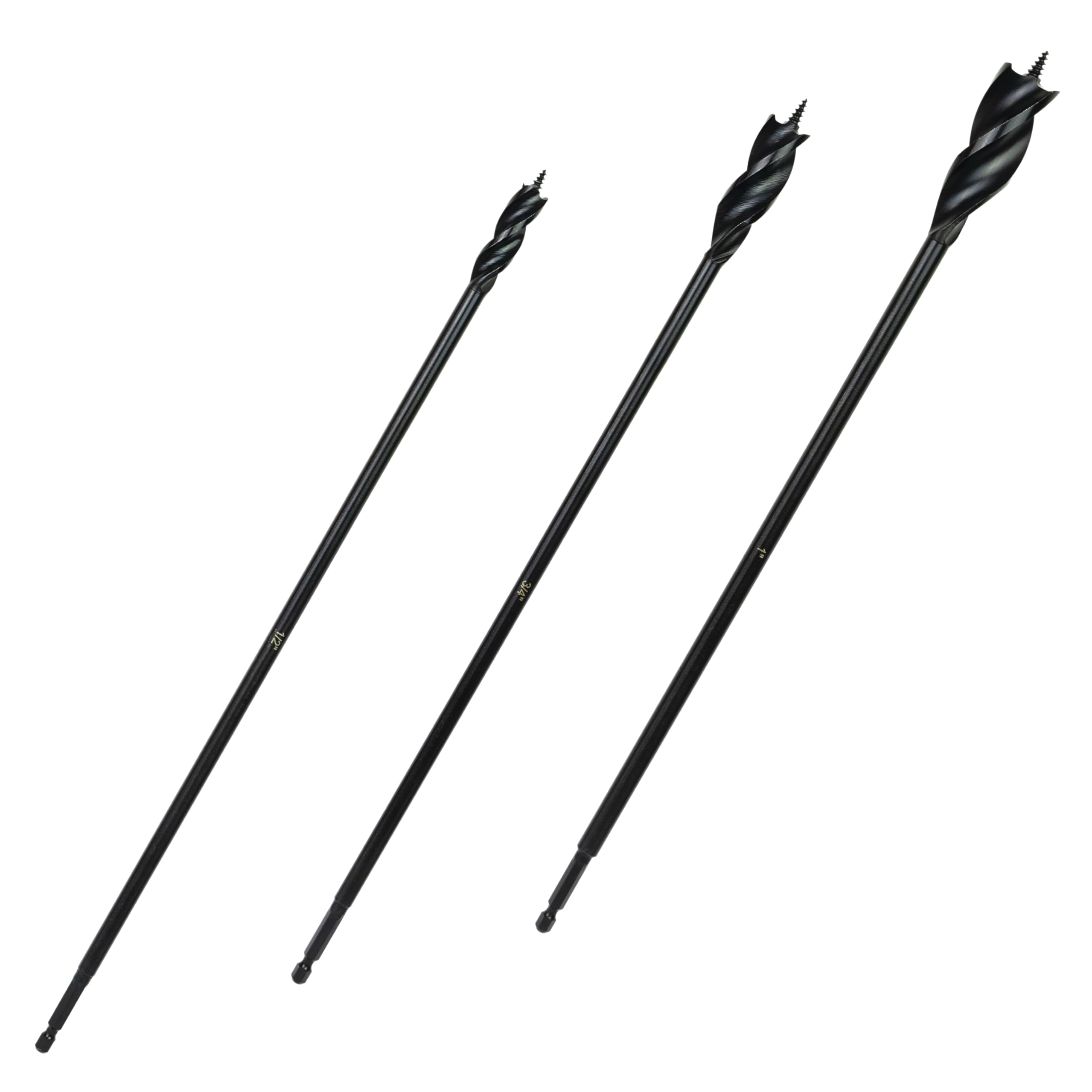 Greycore Tools - Juego de brocas de barrena de 3 flautas de 16 pulgadas, 1/2 x 16 pulgadas, 3/4 x 16 pulgadas, 1 x 16 pulgadas (juego de 3 piezas de 16 pulgadas)