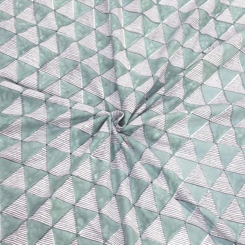 Image of TOAIArt Premium Jaipuri Dohar | AC Blanket Summer Quilt | Hand Block Printed | 3 Layers | Reversible | 150GSM 100% Mulmul Cotton | 100% Cotton Flannel Filling | King 108 inch X 90 inch |Geometric Triangles