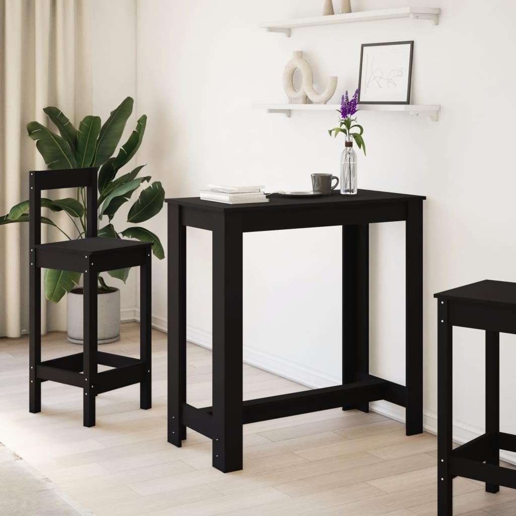Table de Bar rectangulaire Noir 102x50x103,5 cm en Bois d'ingénierie pour Espace Cuisine Salon Salle à Manger extérieur Bureau comptoir mobilier modulable et Robuste