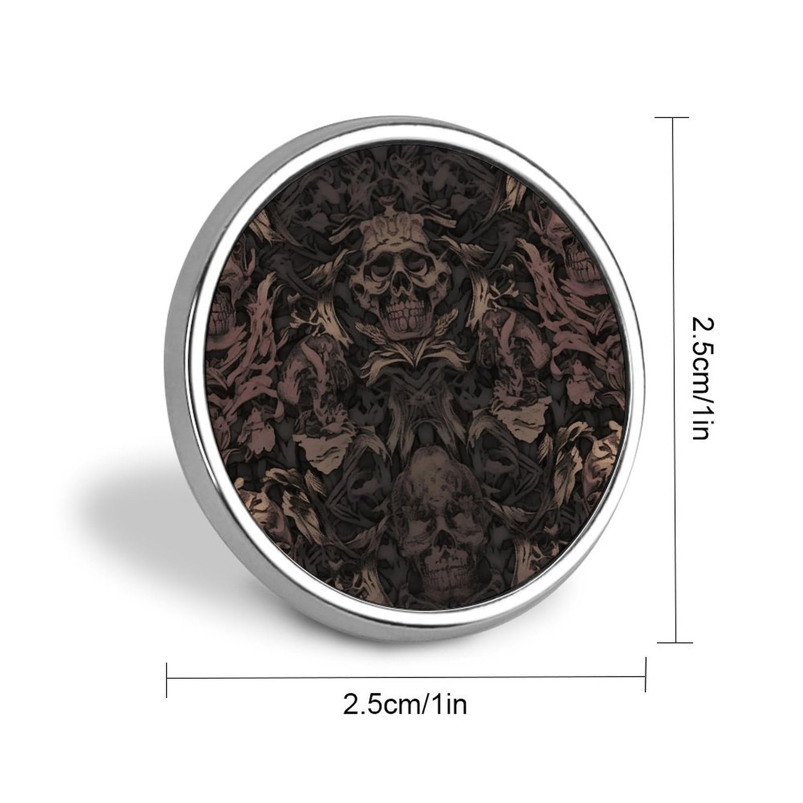 Aluminium Alloy Round Badge Brooch Pins for Men Gothic Wallpaper for Walls Skull Damask Brooches Elegant Pin for Women Fashion Button Badges Brooch Badge for Hats Jackets Shirts