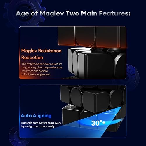 Miniatura 2 de GAN 13 Maglev - Cubo magnético de velocidad 3 x 3 sin calcomanías de 2.205 in, cubo mágico de rompecabezas de juguetes, GAN Flagship