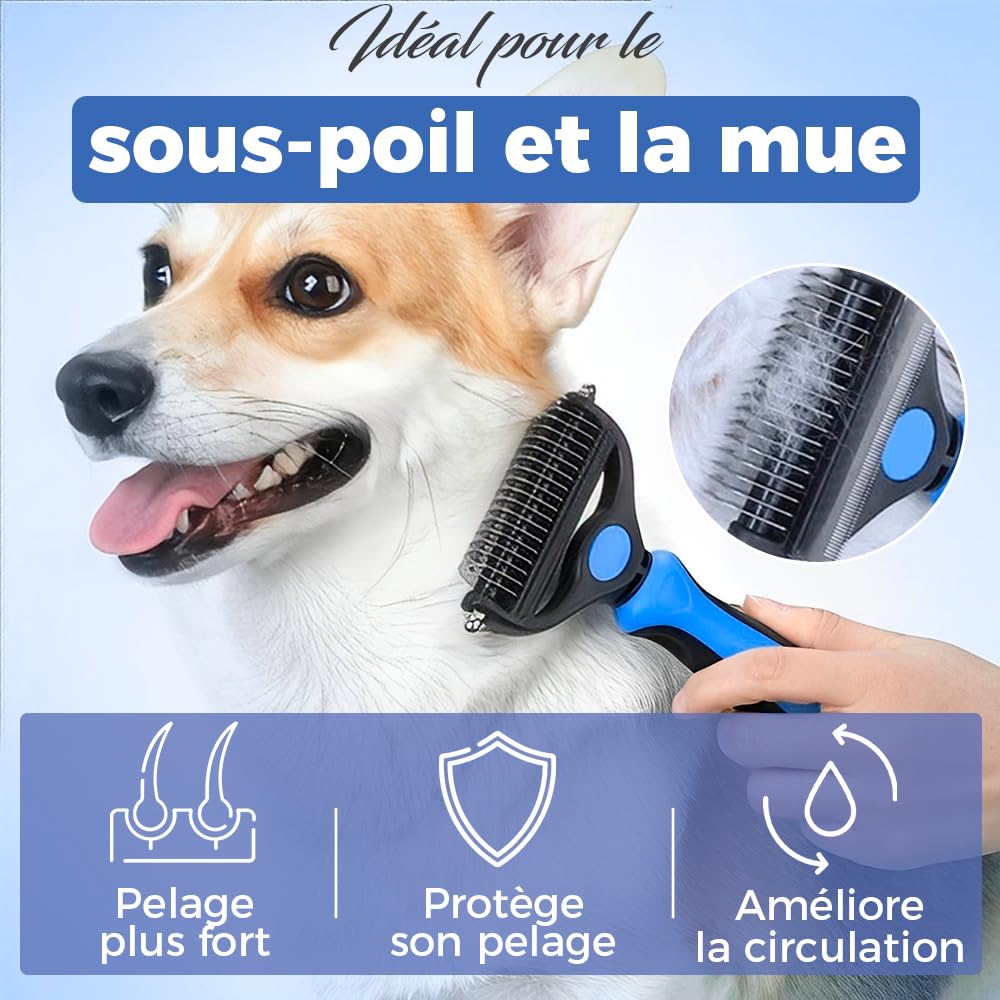 Brosse pour chiens et chats à poils longs - Grand peigne professionnel démêlant et brosses démêlant pour chiens, chats persans et animaux de compagnie à poils courts (Grand)