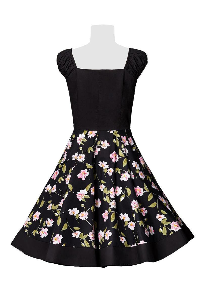 Belsira Vintage Kleid Femme Robe mi-Longue Noir 95% Coton, 5% Élasthanne