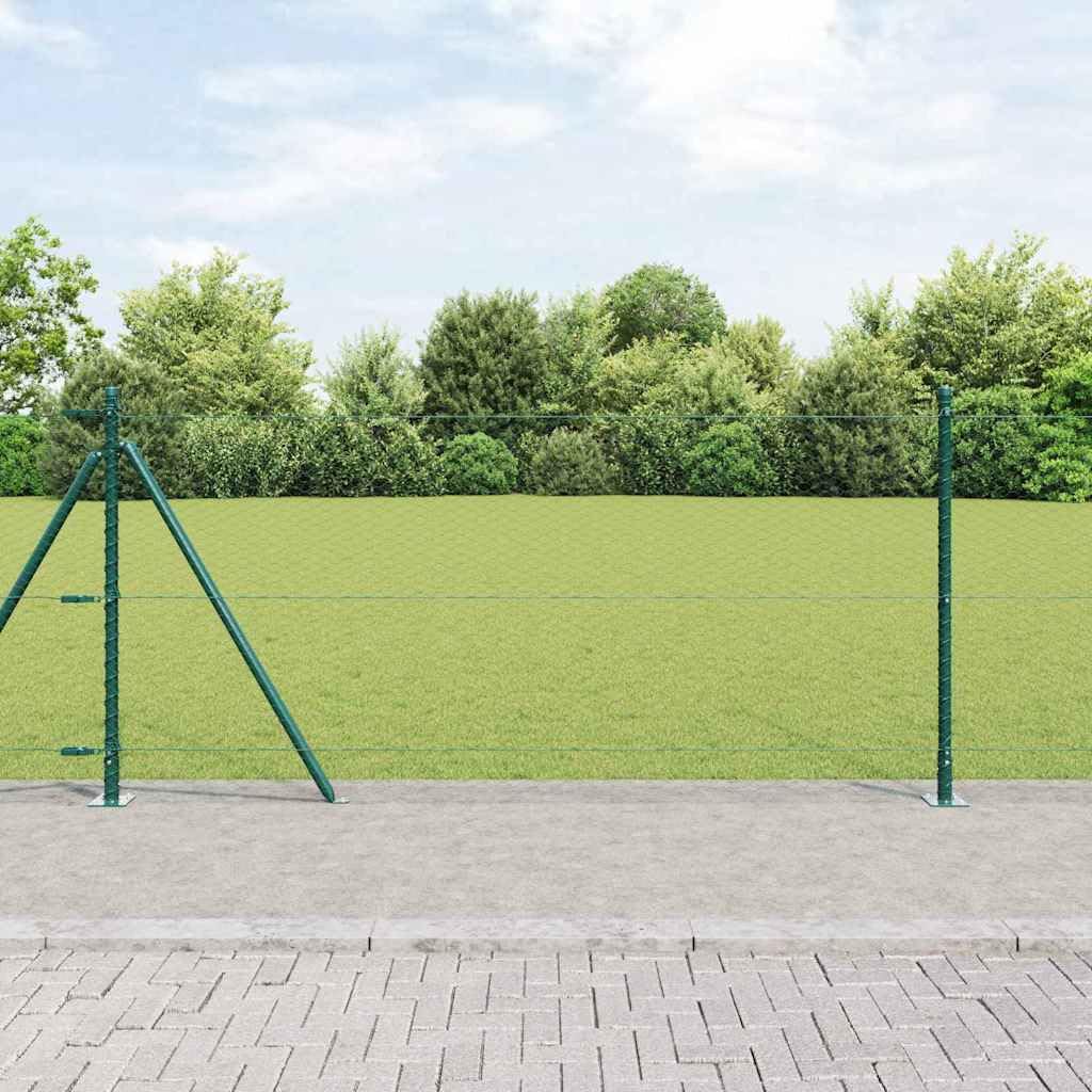 Poste de valla verde de acero y PVC, 1000 x 3,2 x 100 cm, resistente a la intemperie, anticorrosión, con 5 postes de hormigón, ideal para valla de jardín, privacidad, terraza, balcón, vallado
