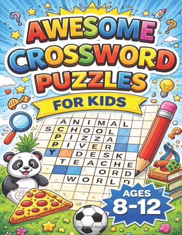 Amazon.com: Awesome Crossword Puzzles for Kids Ages 8–12: 58 Fun ...