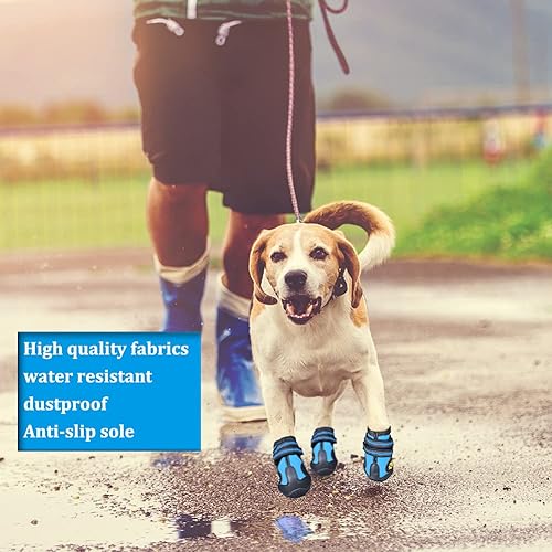 Miniatura 6 de CovertSafe& - Botas para perros antideslizantes, botines impermeables para exteriores, zapatos para perros medianos y grandes 4 unidades, con suela