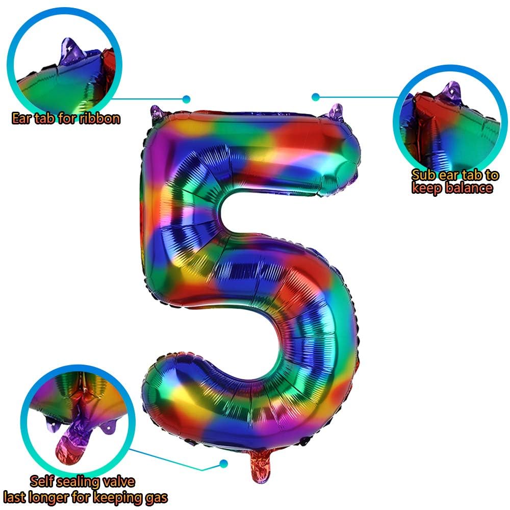 Riesiger Folienballon 'Zahl 3' In Regenbogenfarben – 101,6 Cm, Mit Helium Füllbar, Für Geburtstage & Partys