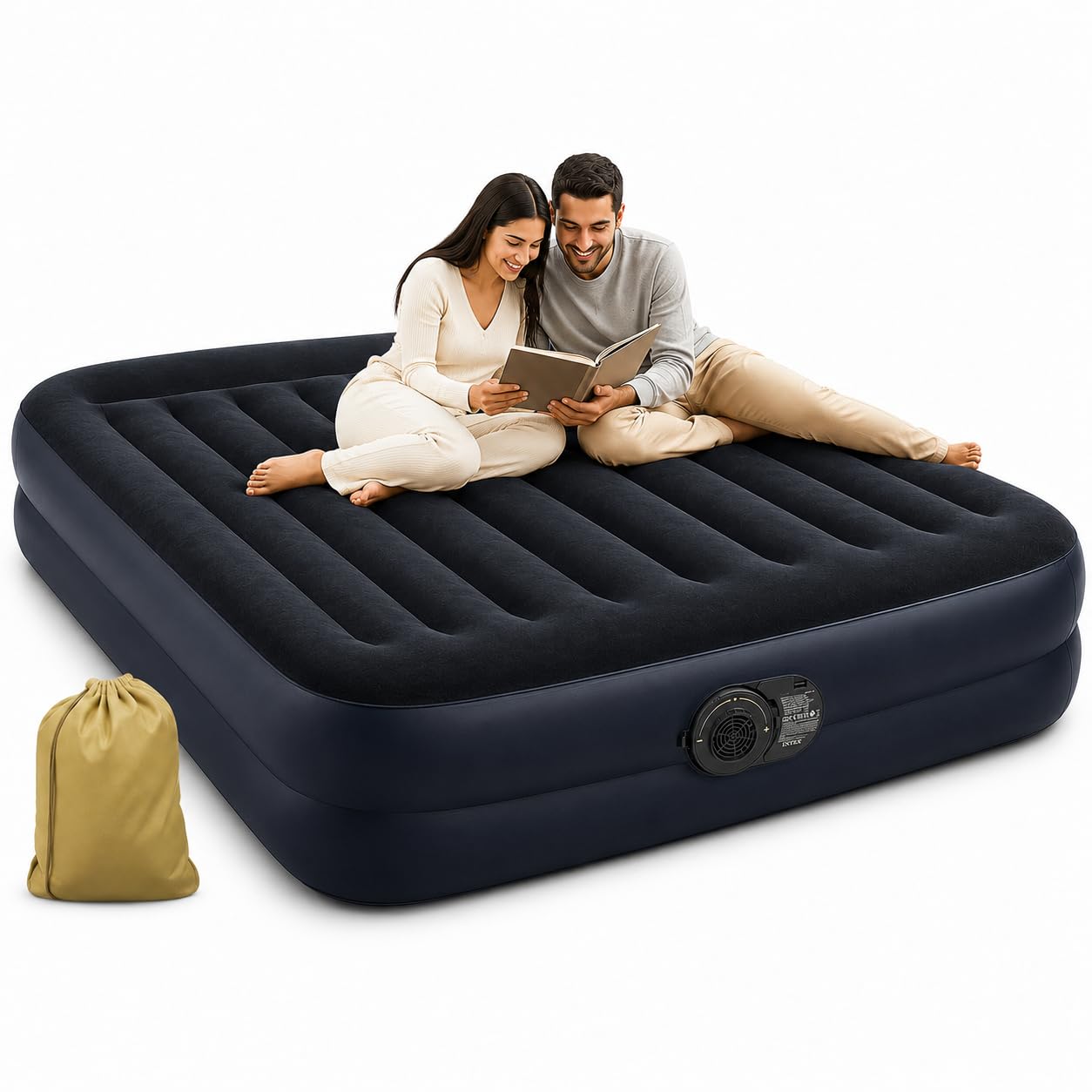 Toy Imagine 6.66 ft Inflatable Air Bed Dura-Beam Plus Pillow Rest Queen Air Mattress with Built-in Electric Pump Fiber-Tech Raised Airbed 203 x 152 x 42 cm Comfortable Guest Bed for Home Travel-image-16