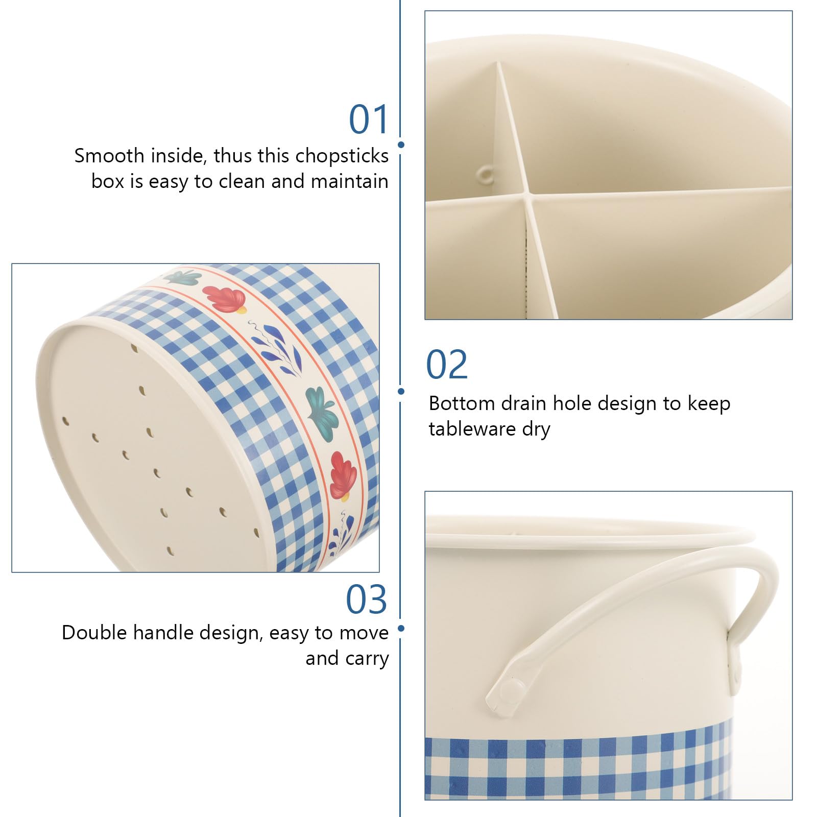 Toyvian Porte-ustensiles pour Organisation et Gain de Place en Fer Rétro 4 Compartiments Support de Baguettes Original Cuisine Murale