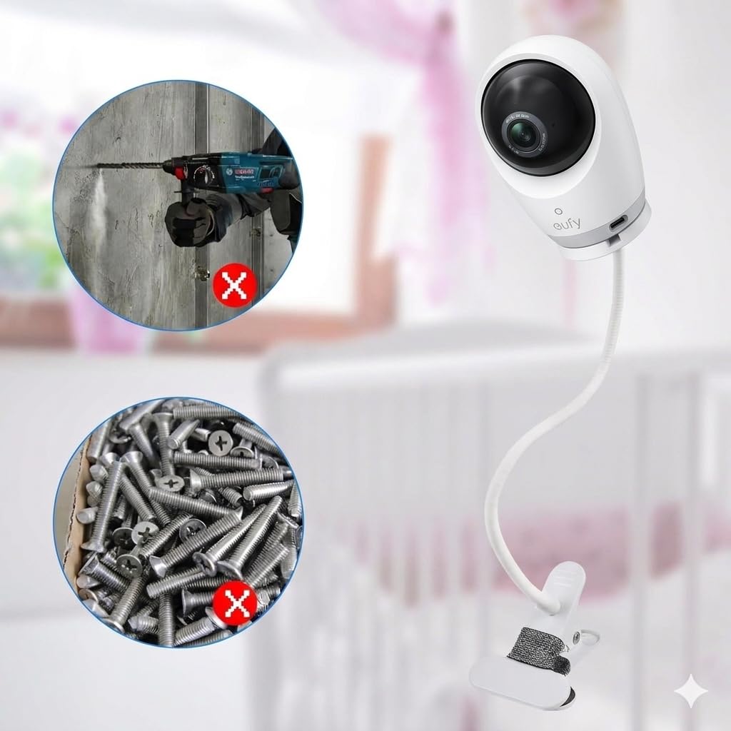 Soporte para vigilabebés eufy con cámara E21/E20/C10, soporte universal para cámara de bebé eufy E21, soporte de sujeción flexible, accesorio para monitor de bebé eufy E21/E20/C10
