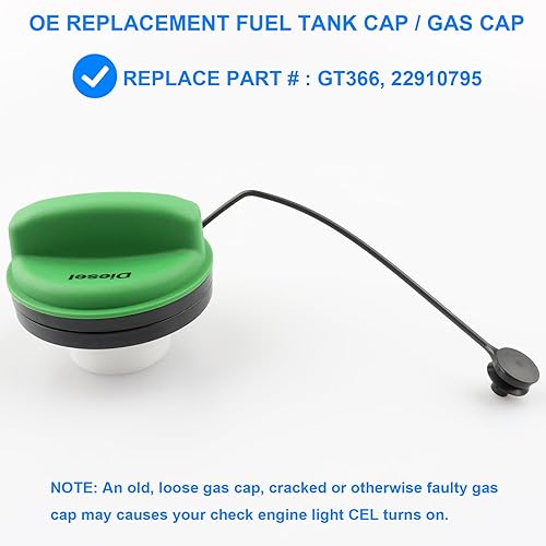 Miniatura 2 de Tapa de gasolina verde de repuesto GT366 compatible con Chevy GMC Duramax Diesel - Silverado Sierra 2500 HD 3500 HD 2016-2019 Suburban 3500 HD,