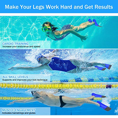 Gintenco Swim Fins, Kids Swim Training Fins for Lap Swimming, Travel Size Flippers with Mesh Bag, Silicone Swimming Fins for Kids Teens Adults Women Men