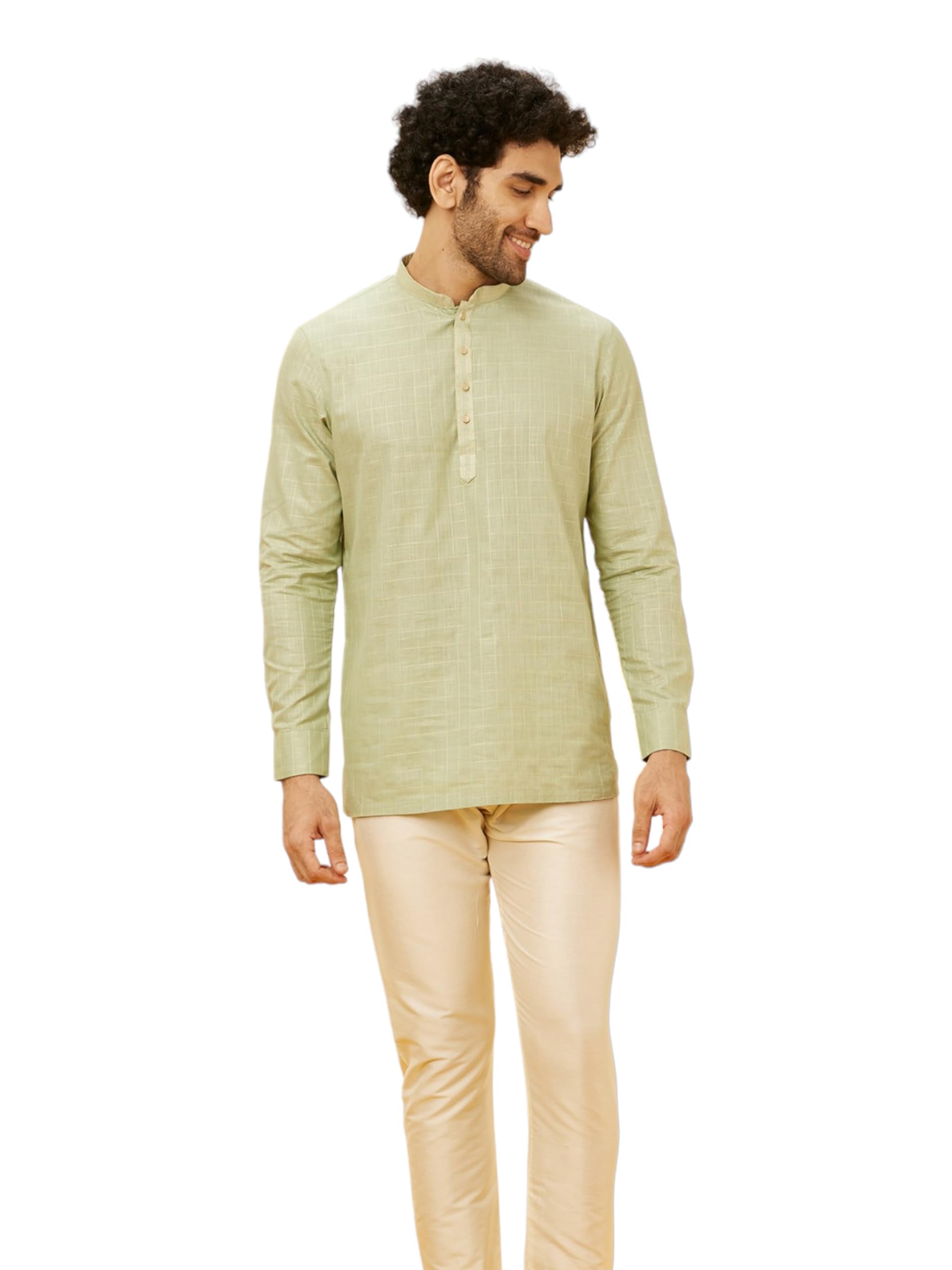 manyavar Men's Cotton Classic Solid Short Kurta (1pc)-picture-29