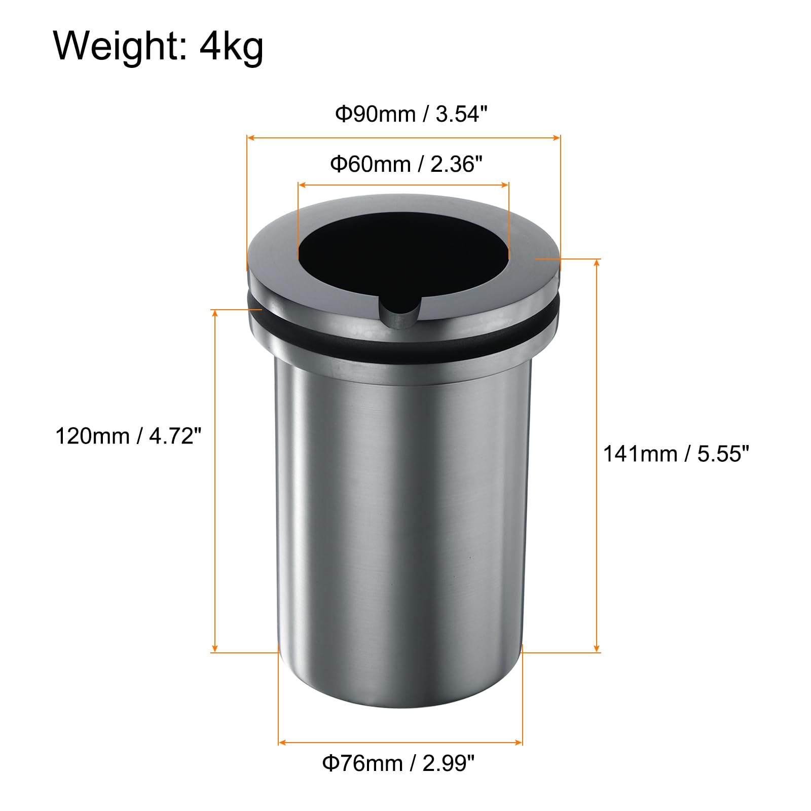 MECCANIXITY Graphite Crucible,4kg High Purity Graphite Crucible Metal Melting Ingot for Melting Gold, Silver, Copper, Furnace Casting Mould Melt Jewelry Tools,2.36 Inch IDx5.16 Inch H