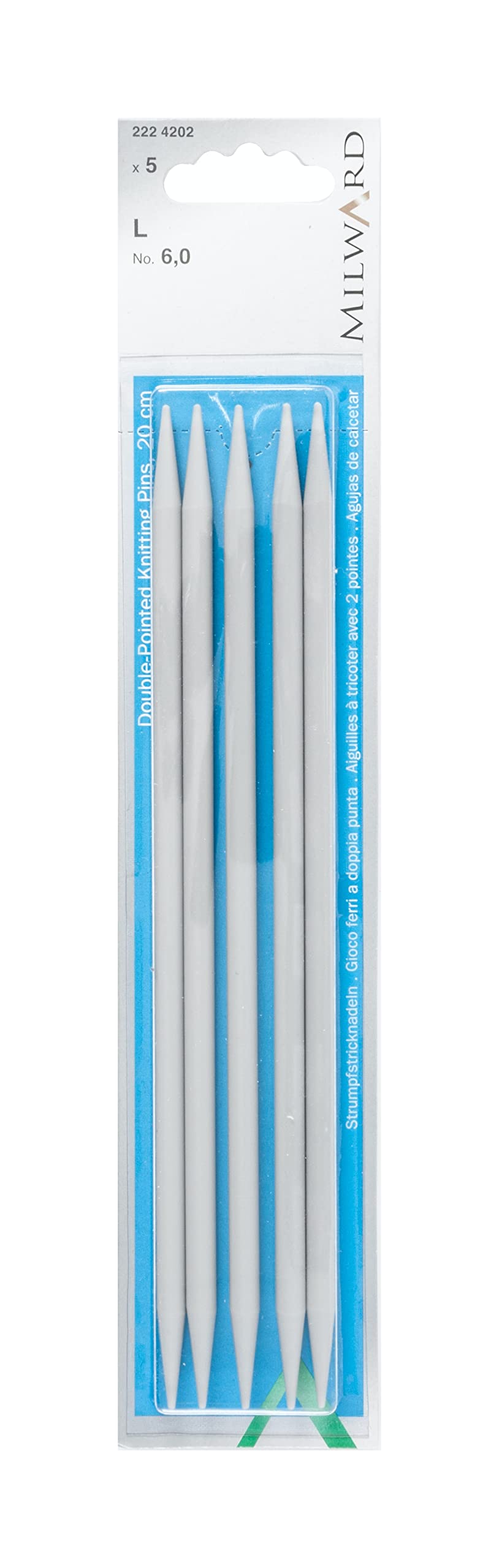 Milward Double Point Knitting Needles, Set of Five, 20cm, No6.0