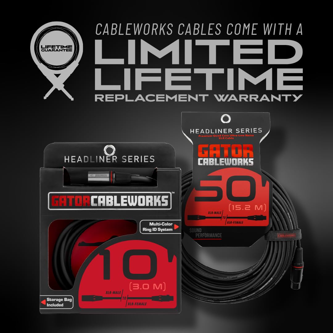 GATOR CABLEWORKS Cable de micrófono serie Headliner 9 m XLR (GCWH-XLR-30)
