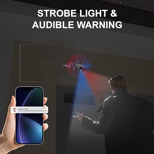 Miniatura 3 de Anpviz Cámara de seguridad gran angular PoE de 6MP para exteriores, cámara panorámica de bala IP de doble lente de 180, luz roja y azul y alarma de