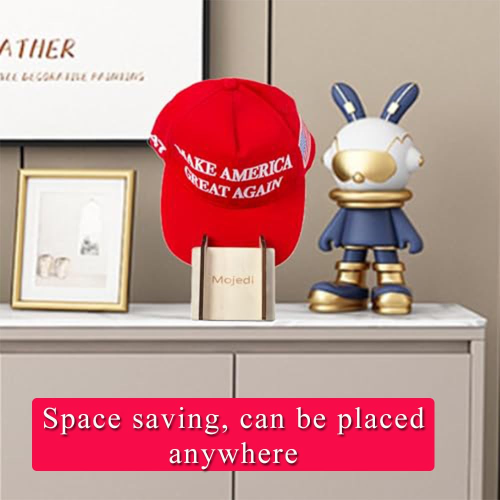 Mojedi Hat Stand for Baseball Caps Display and Organizer No Install wooden Hat Organizer for 7 Caps Storage, Versatile for Bedroom Closet Dresser Entrance(Flag)