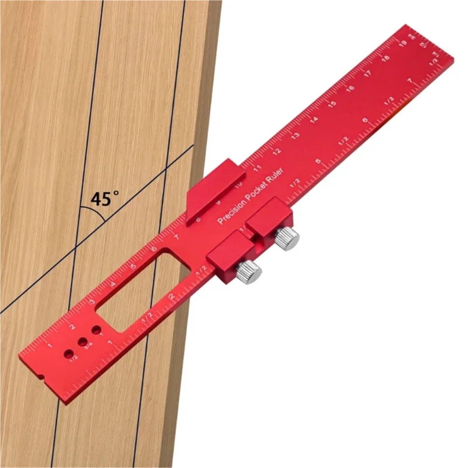 Règle de traçage for le travail du bois de qualité industrielle, règle de positnement for le travail du bois avec règle d'angle en T, règle coulissante réglable Equerre Menuisier(Sealing length 200mm)