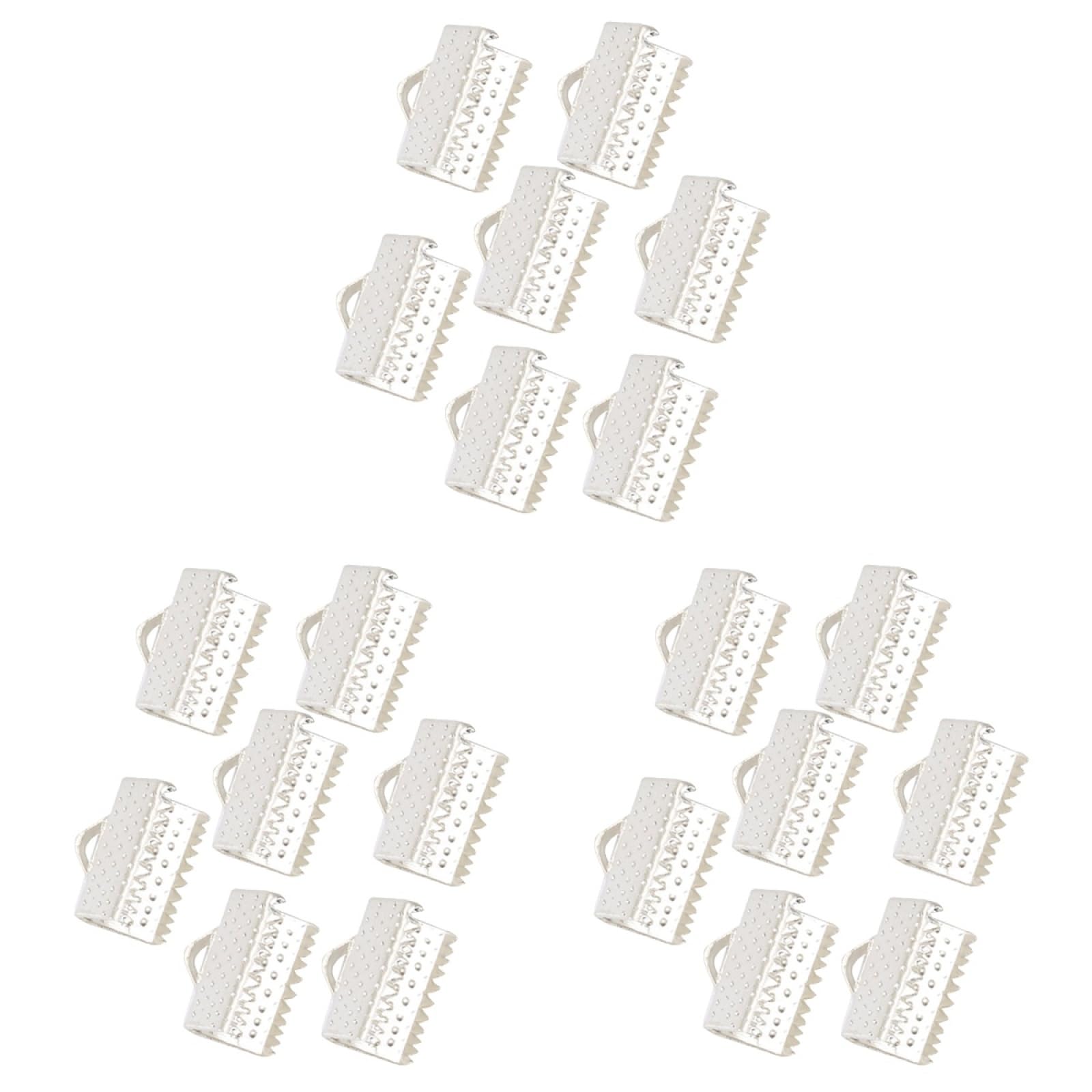 LALAFINA 300 Pcs Ribbon End Crimp Clamps Iron Ribbon Ends Beads Clasps Hook Tips Connectors Bracelet Ends and Clasps for Leather Suede Jewelry Making