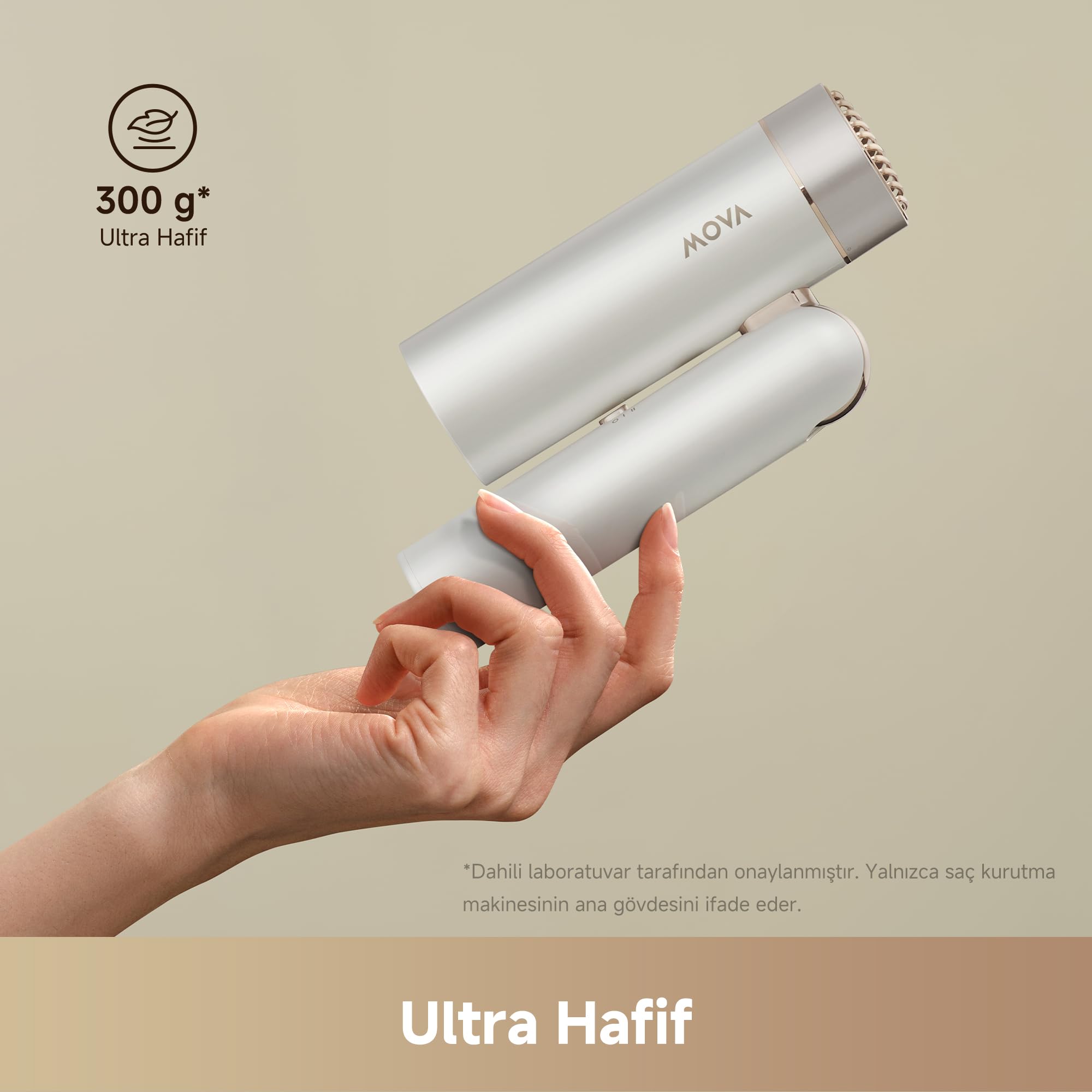 MOVA Flip 10 Yüksek Hızlı Saç Kurutma Makinesi, 300 g'lık Ultra Hafif Gövde, Bukle ve Düzleştirme için Çok Yönlü Şekillendirme, 300 Milyon Negatif İyon, 3 Yıl Garanti