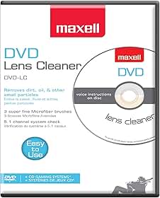 Maxell 190059, limpador de lente de DVD com sistema de escova de microfibra - para limpeza ideal, remoção de óleo de poeira, partículas pequenas - compatível com todos os sistemas de jogos DVDs, PC,