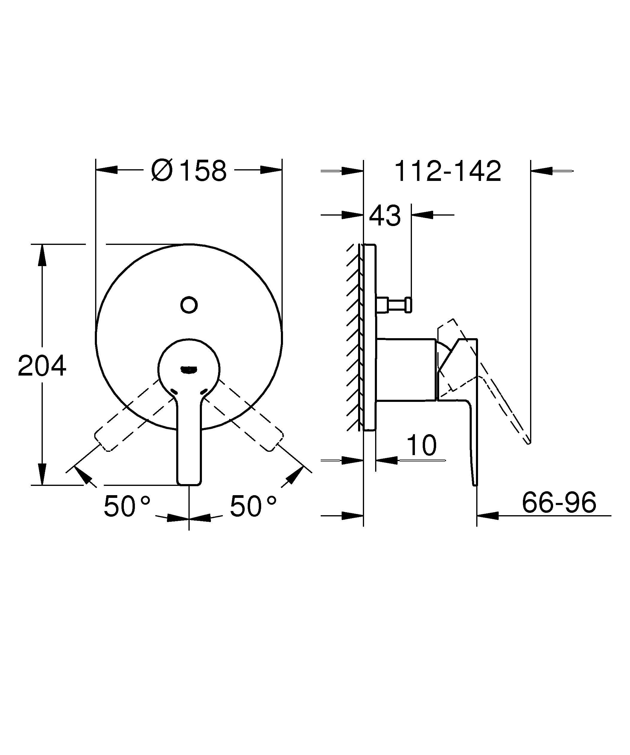 GROHE Lineare - Grifo de baño/ducha empotrado con inversor de 2 vías (palanca metálica, cartucho cerámico 46mm, sin cuerpo empotrado), negro mate, 240642431