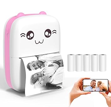 Saksham Trader Inkless Mini Pocket Thermal Sticker Printer, Bluetooth Pocket Portable Printer with 1 Rolls Notes 5 Free termal Rolls(Multicolour)