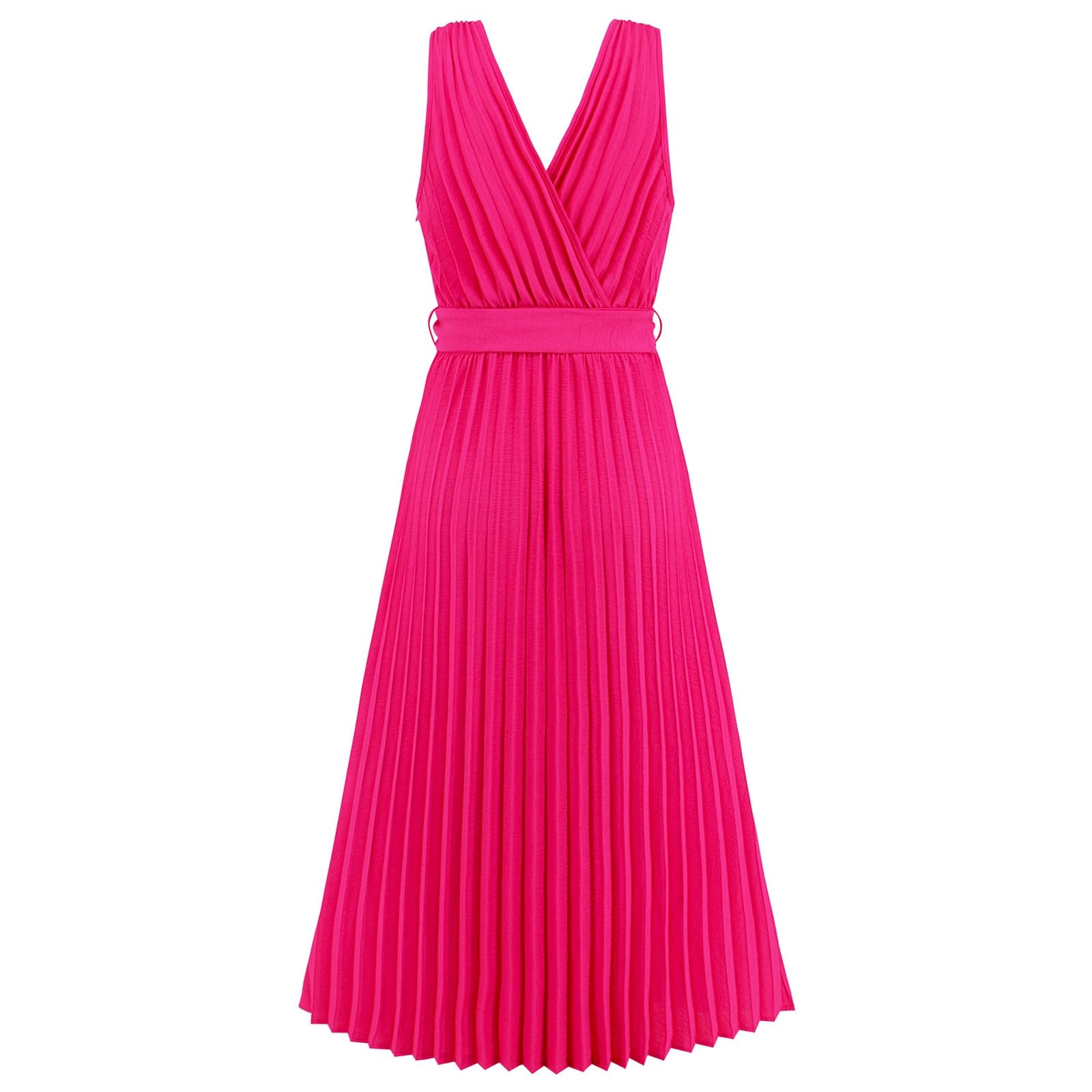 Femme Robe Longue de Cérémonie Chic Ado Col V Plissé Sexy Taille Haute sans Manche Plissée Irrégulière Robes Fille d’Eté Bandage de Soirée Cocktail Demoiselle d'honneur Mariage Fête Aniversaire