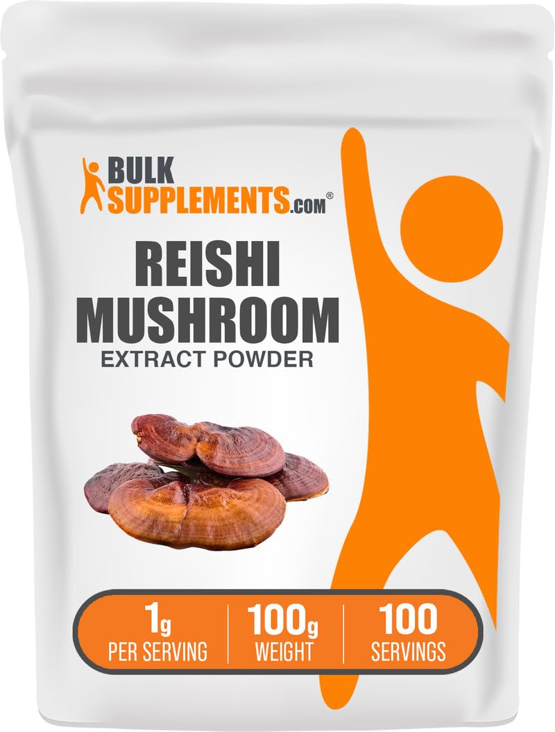 BulkSupplements.com Reishi Mushroom Extract Powder - Reishi Mushroom Powder, Supplement for Overall Well-Being - Gluten Free, 1g per Serving, 100g (3.5 oz) (Pack of 1) 3.5 Ounce (Pack of 1)