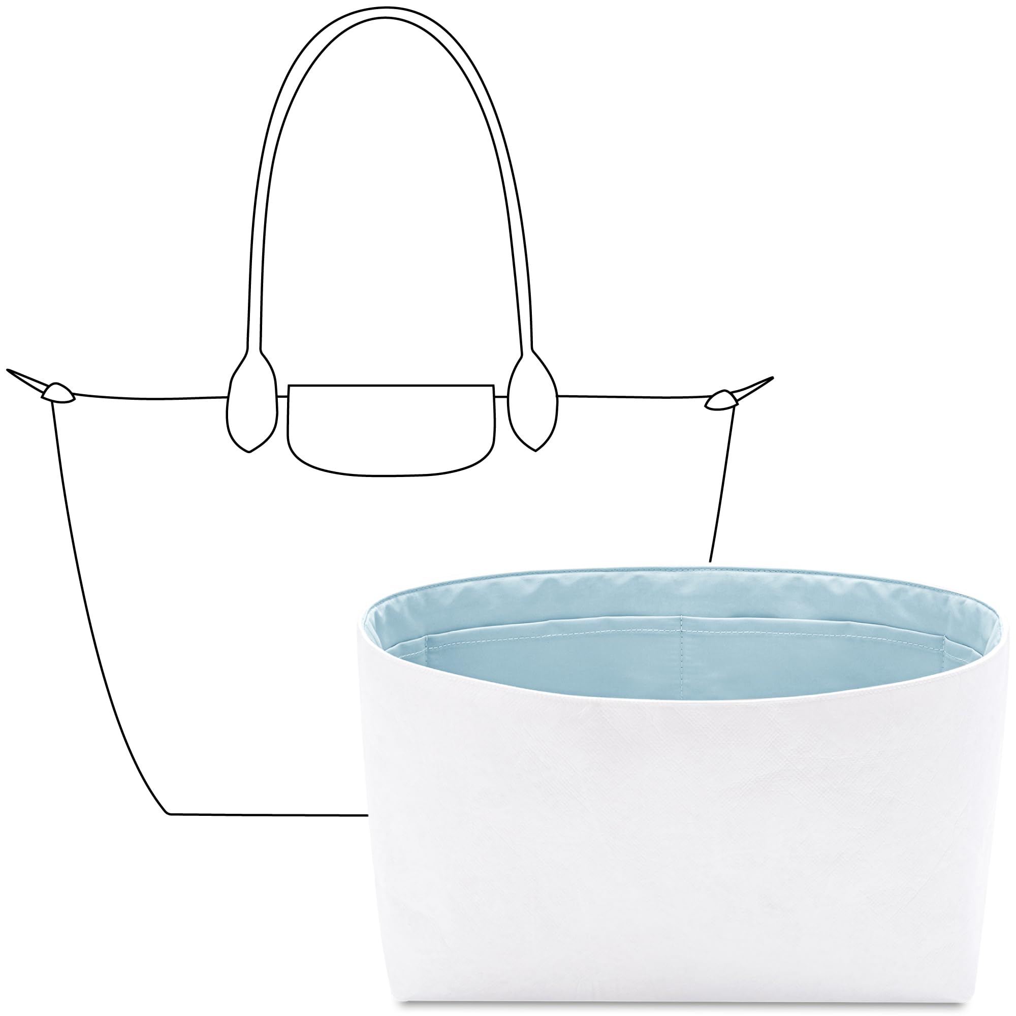 FANJI Project Tote Bag Organizer Insert for Longchamp Le Pliage Original L Tote bag, Custom Fit Inside Premium Celeste Lightweight WaterResistant Purse Insert with Cup Holder Accessories