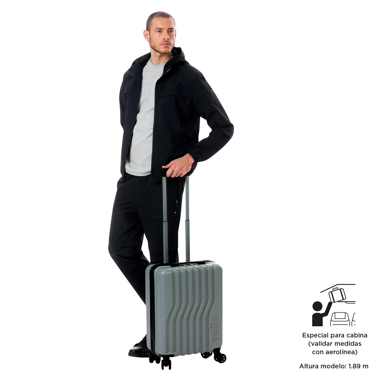 TOTTO - Maleta Trolley Cabina, Modelo Nomad, 39 x 56 x 21 cm, Capacidad 31 L, Resistencia a Impactos, Ruedas 360º Extraíbles, Manija Telescópica, Correas Internas, Candado TSA, Estampado Monument