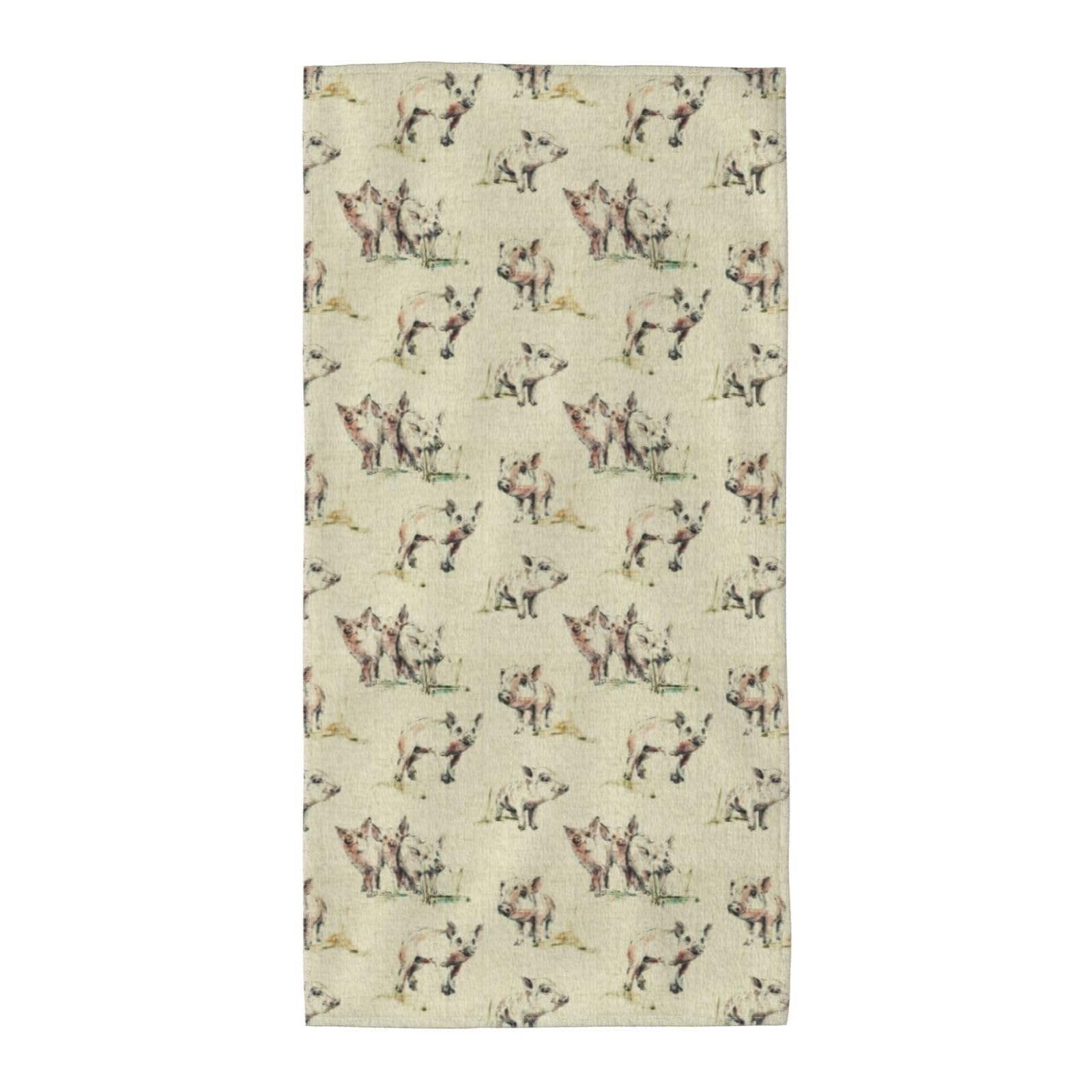 SDEGTHO Pig Background Fashion Printed Bath Towel High Water Absorption For Hiking Trip