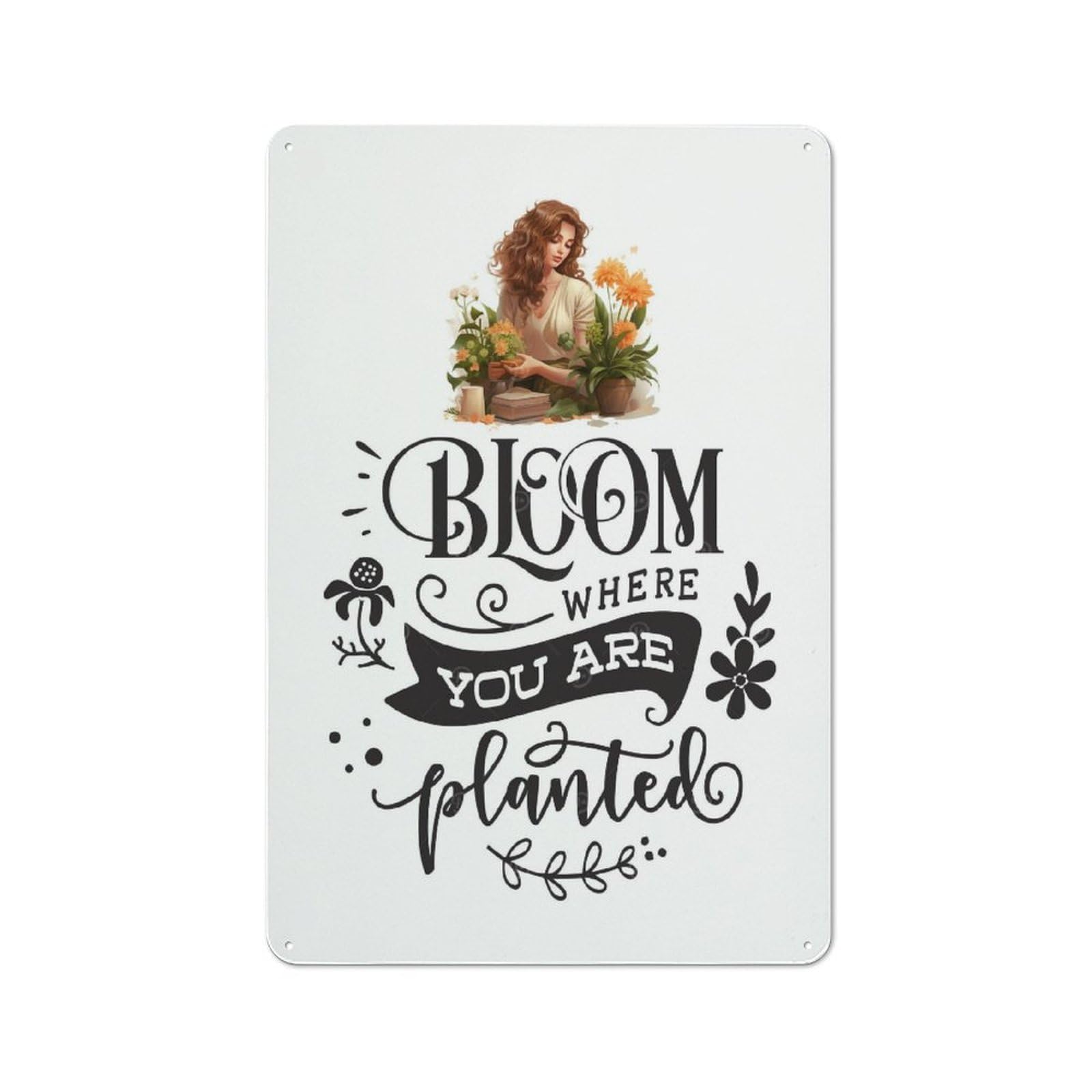Retro Bloom Where You Are Planted Vintage Tin Sign 30x20cm, Retro Room Decor for Lounge, Study, Pub Or Wall Gallery
