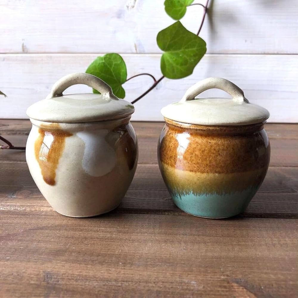 Amazon.co.jp: D益子焼ミニかめ小壺 2個 : ホーム＆キッチン