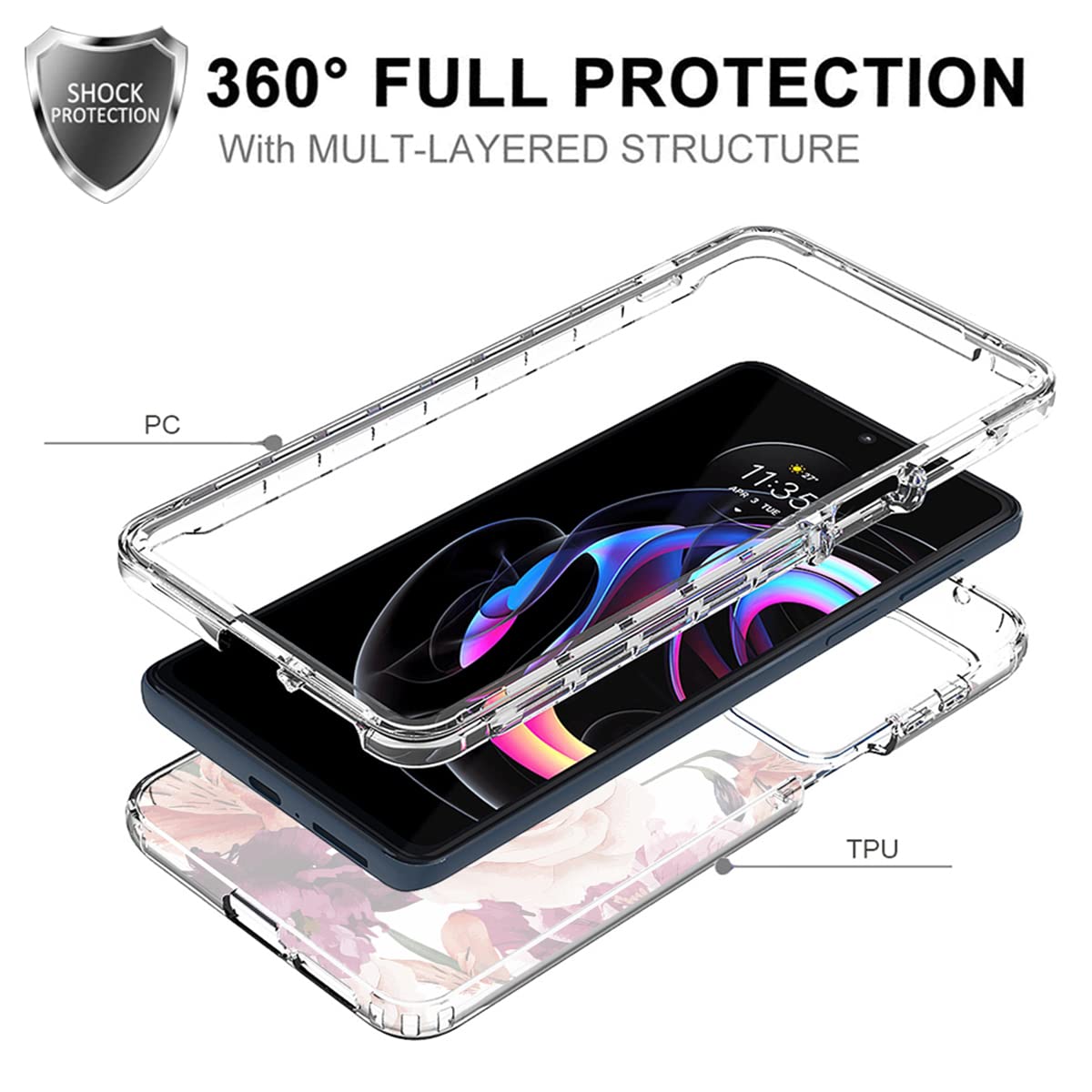 Vavies Custodia per Moto Edge 20 Pro/Moto Edge S Pro XT2153 con vetro