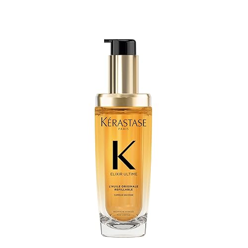 Kerastase Elixir Ultime L'Huile Original Hair Oil For All Hair Types - Hydrates, Strengthens and Adds Shine With Heat Protection and Frizz Control, With Wild Camellia