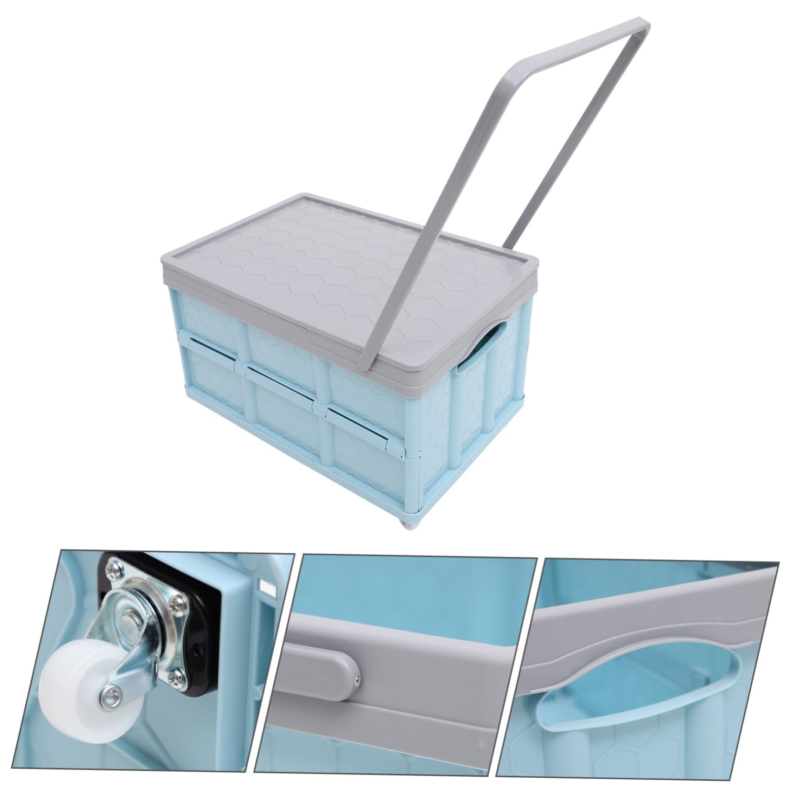 Anneome Caja de Almacenamiento de Plástico Azul y Apilable con Ruedas Gran Capacidad para Organizar Juguetes y Comestibles en Armarios o Uso Exterior