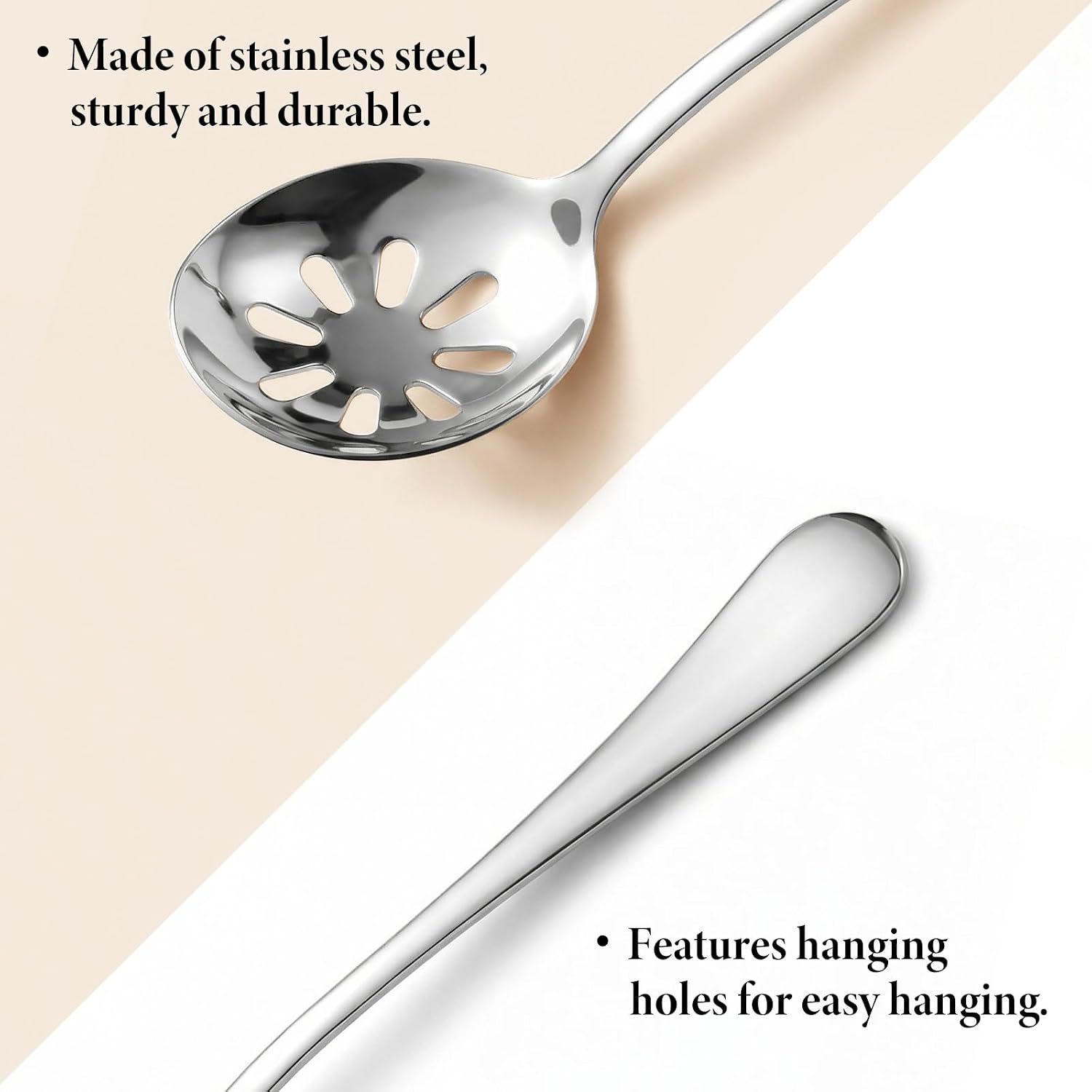 3 Pcs Sliver Slotted Spoon, Small Strainer Spoon for Cooking