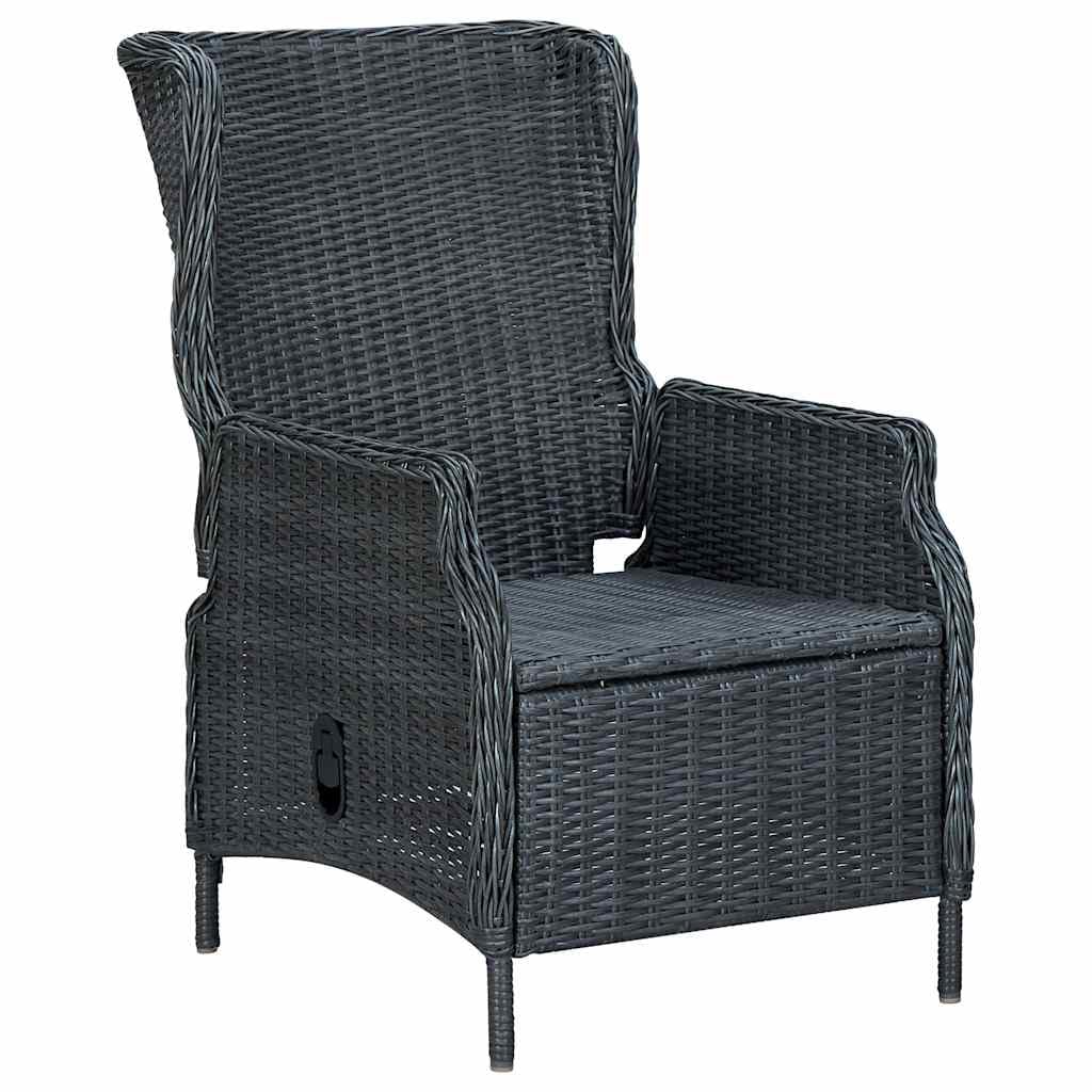 Poltrona reclinabile da giardino Cuscini rattan sintetico grigio scuro Sedie per esterni resistenti alle intemperie, poltrone per terrazze, mobili da giardino, poltrone da giardino