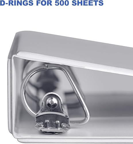 Miniatura 3 de ViVin Carpetas duraderas con anillos en D de 2 pulgadas, carpeta de 3 anillos de 2 pulgadas con cubierta transparente personalizable, capacidad para