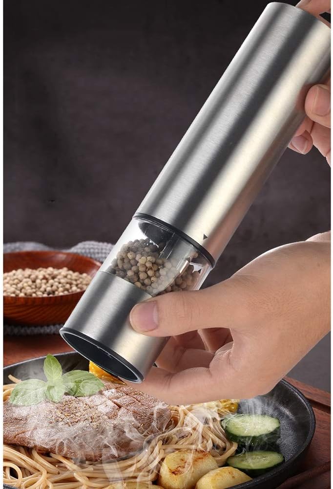 Electric Pepper Grinder Salt Spice Herbal Containers Lights Mill Adjustable Coarseness Home Kitchen Cooking Tools