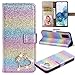 Produktbild WANYINGLIN Girl Purse Wallet Hülle für Samsung A51,Love Diamond Sparkle Bling Glitter Leather Flip Kickstand Magnet with Stand Function Colorful Leder Card Slot Holder
