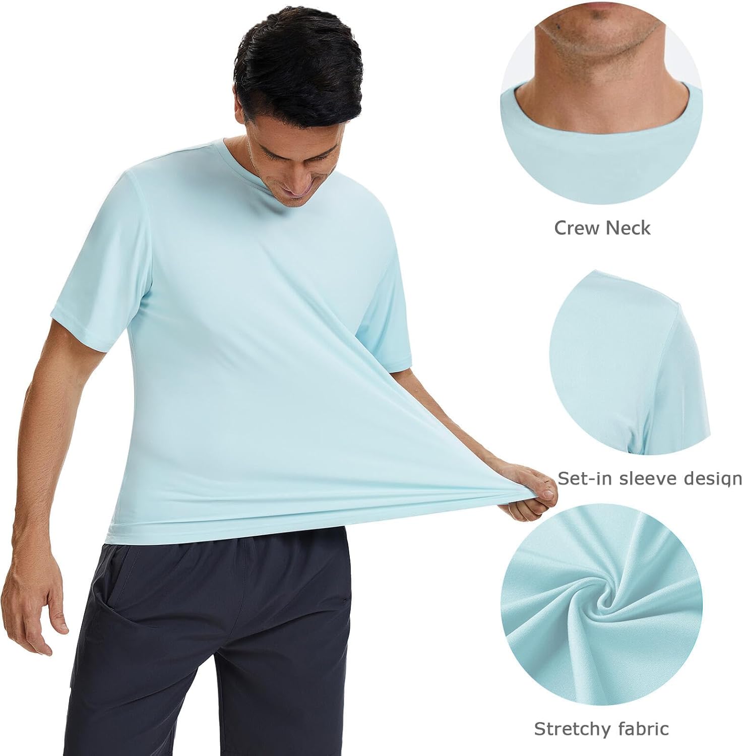 Men's UPF 50+ Quick Dry Long Sleeve Shirt Moisture Wicking Lightweight Hiking Tee for Outdoors Activities Fishing Running