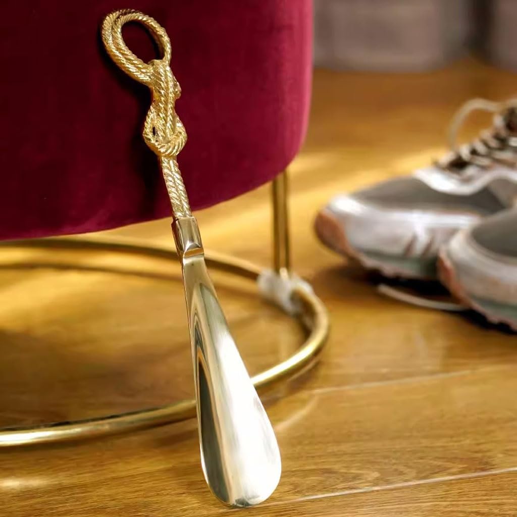 TEESONG Calzascarpe Calzascarpe moderno e creativo fatto a mano, personalizzato, alla moda, in ottone dorato, artistico, leggero, di lusso Strumento Calzascarpe